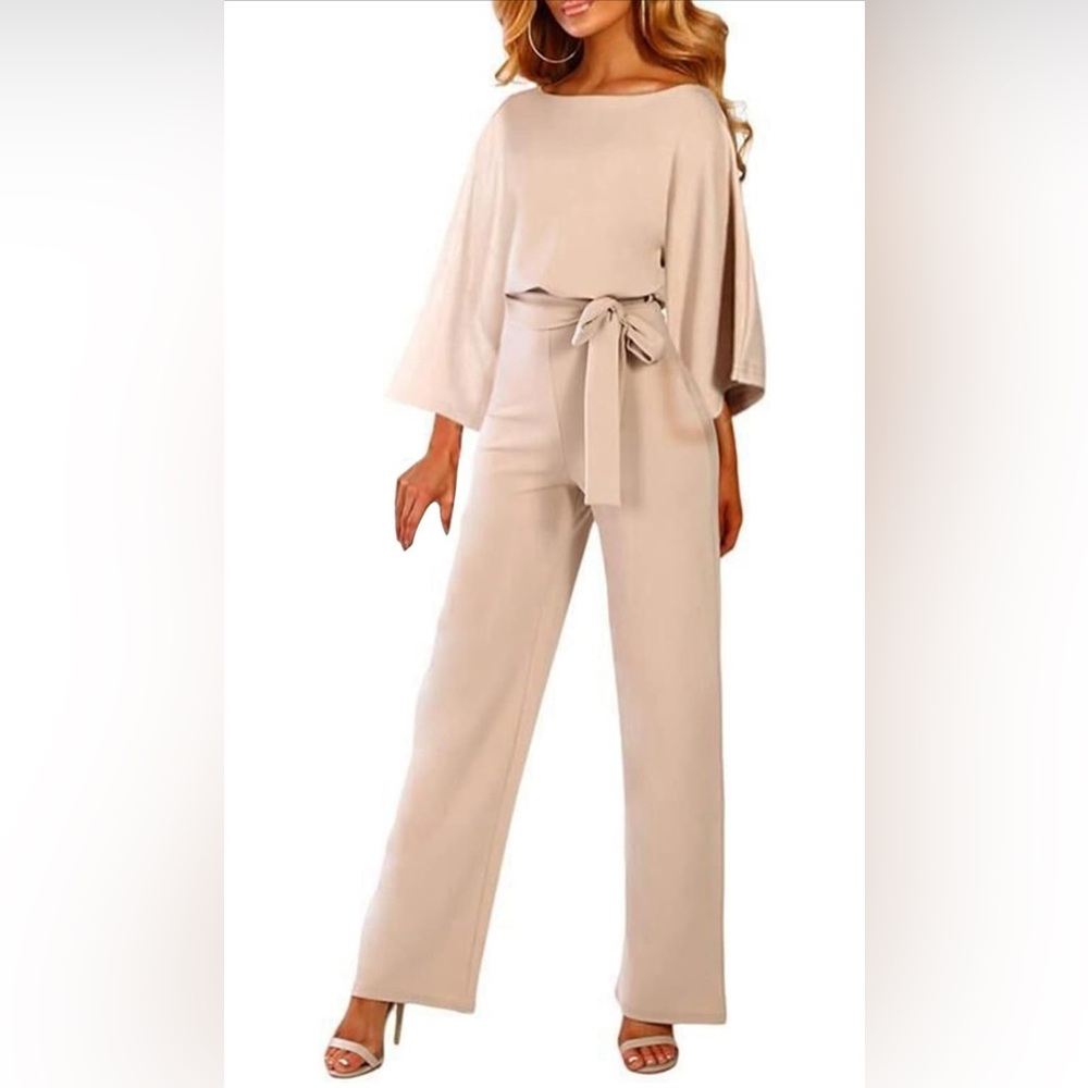 NEW Casual Loose 3/4 Sleeve Wide Leg Pant Jumpsuit XL NO BELT